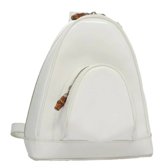GUCCI Bamboo Backpack Leather White Auth 105680 - Picture 1 of 16